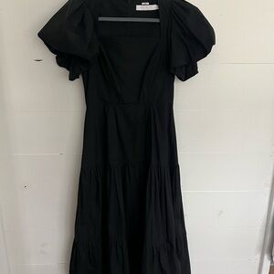 HUNTER BELL Black Cassidy puff Sleeve Dress